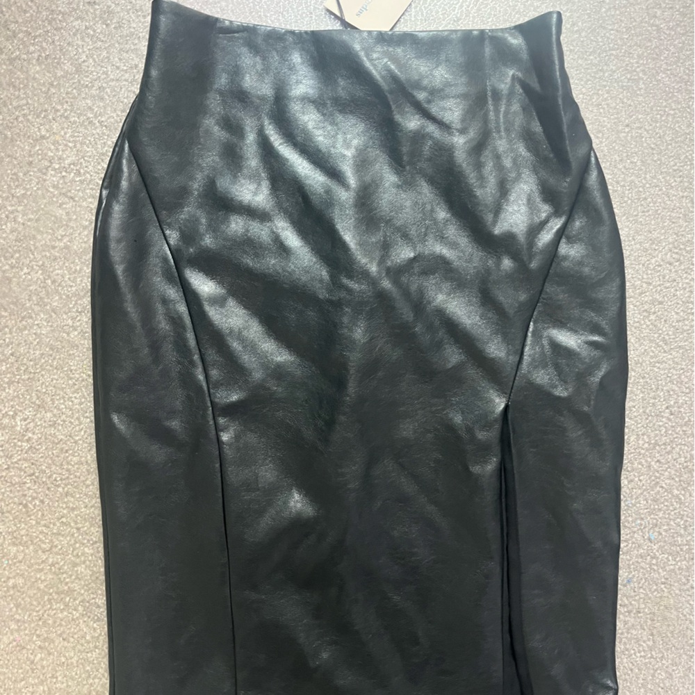 Superdown Black Faux Leather Skirt